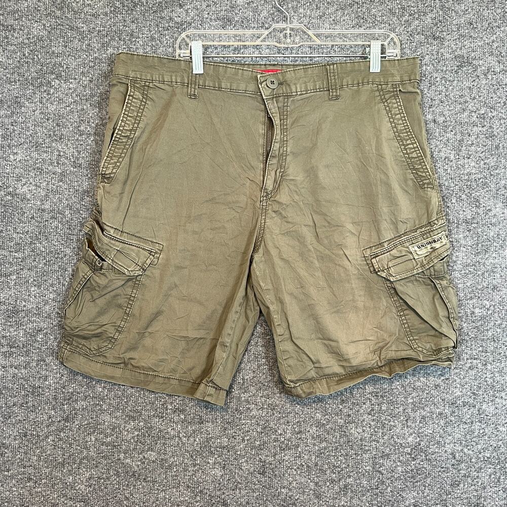 Unionbay Shorts Mens 38 Green/Brown Cargo Shorts Pockets Comfort Heavy‎ Y2K